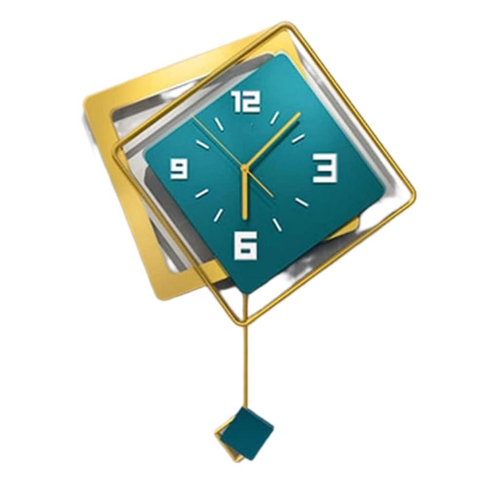 GHGcscas wall clock, Non Ticking Decorative Wall Clock for Lounges Offices Kitchens Hotels,Green,40x53CM