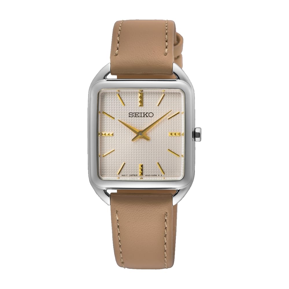 Seiko Womens Ladies Classique Analog Watch, Rectangular Case, Leather Strap- Swr089P1, Dial Color:Silver, Band Color:Beige (B0CRW1BT2Q) Amazon Price History, Amazon Price Tracker
