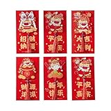 2026年 春節パーティーデコレーション用赤封筒 6枚 バルク 馬年 風水 ラッキーマネーポケット 現金封筒