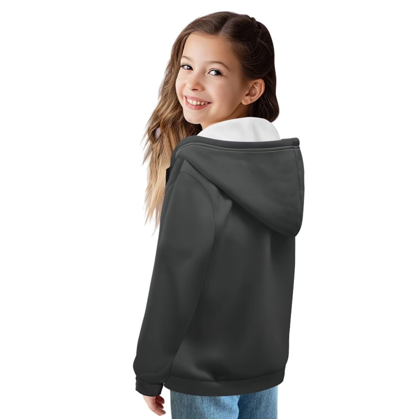 Xoenoiee Dziecięce bluzy z kapturem dla chłopców, zapinana na zamek, bluza 3D, fajna grafika zwierzęca, sweter z długim rękawem, top na jesień i zimę, Czarna kreskówka dinozaur piłka nożna, 12-14