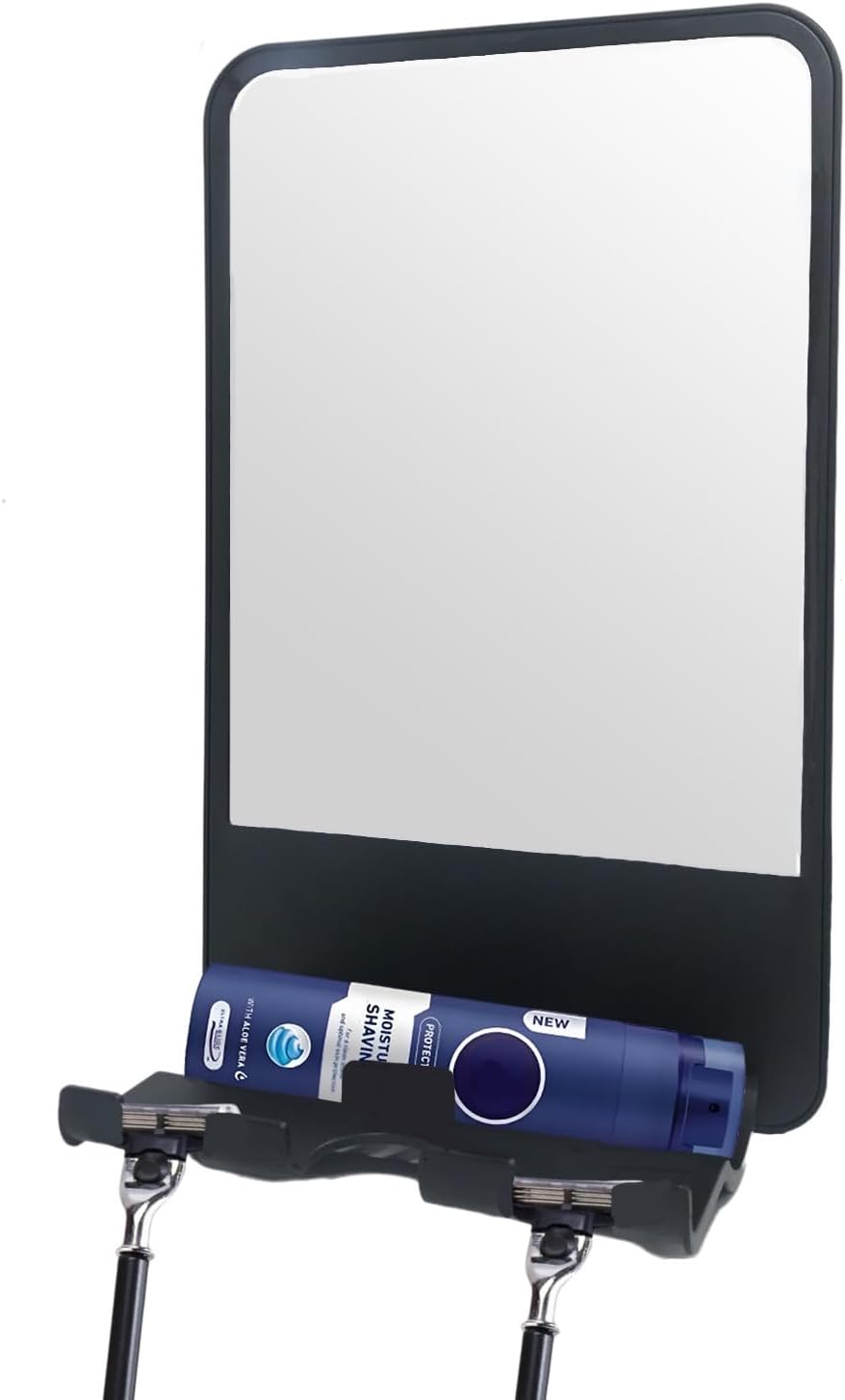 Shower Mirror for Shaving Fogless with Multifunctional Storage for Razor and Shaving Foam Canister,Adjustable Angle Mirror (Black) Shower Mirror for Shaving Fogless with Multifunctional Storage for Razor and Shaving Foam Canister,Adjustable Angle Mirror (Black)