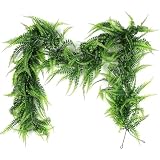 RECUTMS 2pcs Artificial Boston Ferns Garland Fake Hanging Plant 6 FT Greenery Leaves Ivy Garland Faux Ferns Vines for Spring Sunmmer Outdoor Indoor Home Garden Wedding Graduation Party Wall Decor