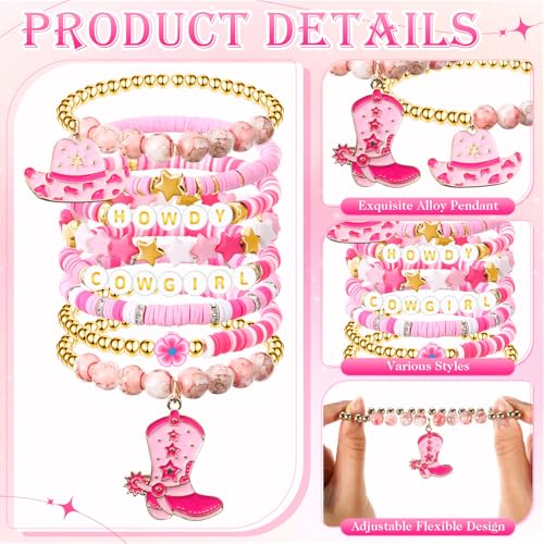 8 Pcs Adjustable Pink Braided Matching Bracelet with Hat Merchandise Gift Accessories for Party Favors Dress Decor3
