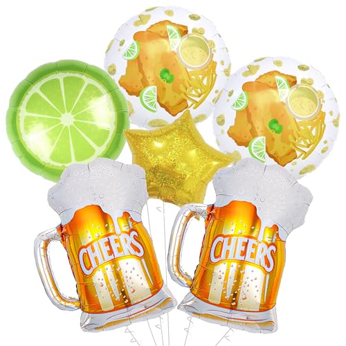 Ballons bière et frites lot de 6 pour décoration pique-nique et fête
