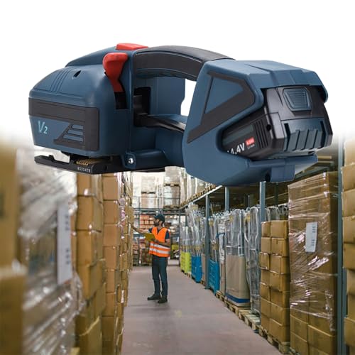 Flejadora eléctrica – Herramienta de banda automática de mano para correas de plástico PP/PET de 1/2 a 5/8 pulgadas, kit tensor de embalaje portátil con 2 baterías