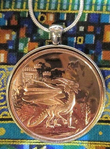 Celtic Lore: Welsh Red Dragon – Sterling Silver Necklace, Copper Coin, Pendant