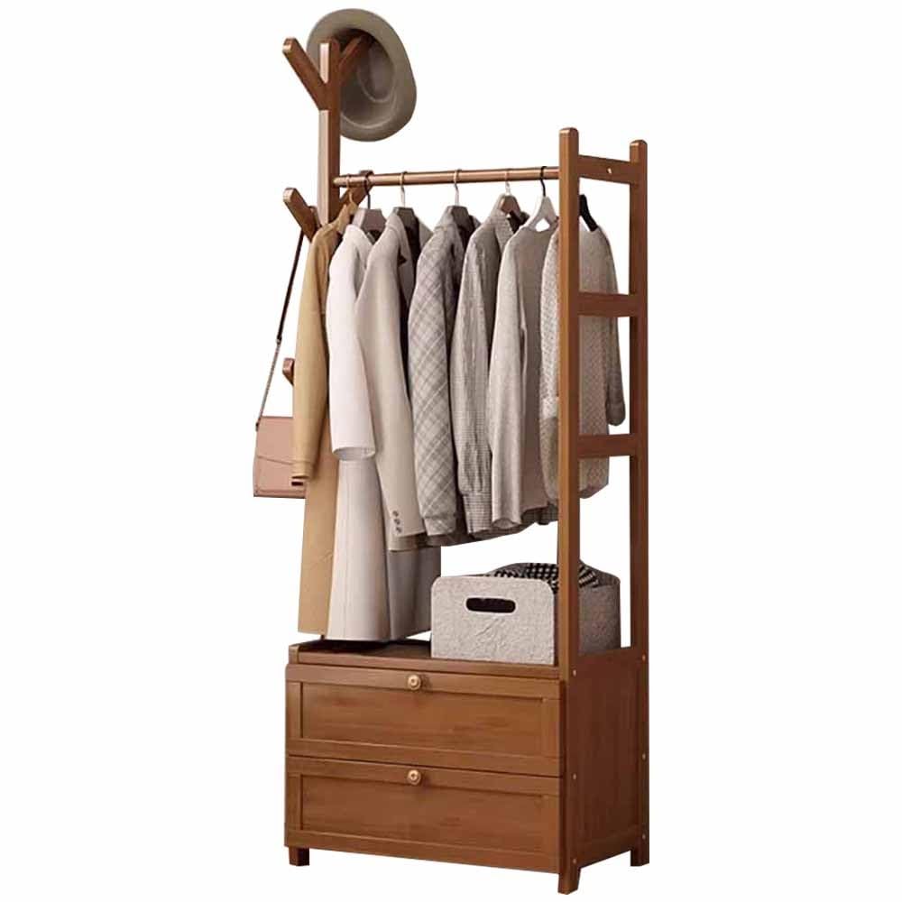 FGXHHS Industrial Wooden Coat Rack Stand with Shoe Sto, Shelves & Hoo, Max Load 100kg, Perfect for Bedroom, Hallway Entryway 50/70/80/100CM x 30CM 158CM