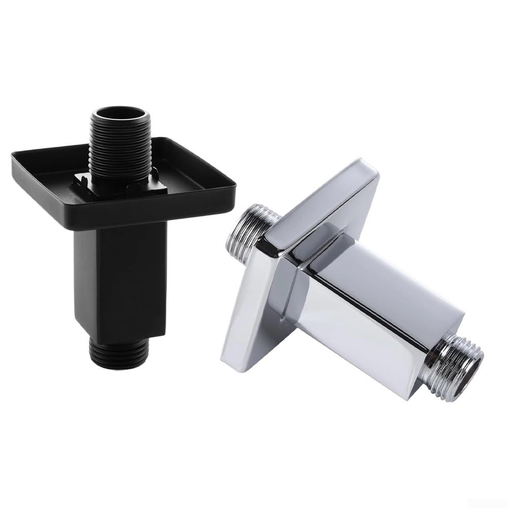 Brazo de para ducha para acero Inoxidable 3 Pulgadas G1/2 para Cabezal de para ducha Montado en Pared con Rosetón Negro(Chrome)