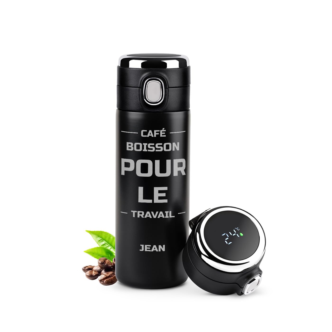 Maverton Bouteille Isotherme Personnalisable - Mug de voyage à café/thé - Thermos avec afficheur LED - Cadeau Femme - Cadeau Anniversaire Femme - pour elle - amie - copine - maman - Business woman