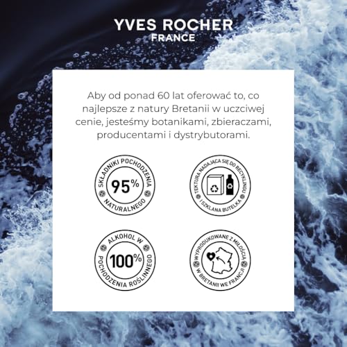 Yves Rocher Granit Bleu – woda toaletowa dla mężczyzn – drzewno-morski zapach z bergamotką, algami bretońskimi i piaskowym wetiwerem – świeży, mineralny i elegancki aromat natury – 100 ml