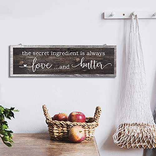 Jetec-The-Secret-Ingredient-Is-Always-Love-and-Butter-Sign-Funny-Wood-Kitchen-Sign-Funny-Farmhouse-Wall-Kitchen-Decor-Rustic-Kitchen-Wall-Decoration-157-x-47-InchBrown Jetec The Secret Ingredient Is Always Love and Butter Sign Funny Wood Kitchen Sign Funny Farmhouse Wall Kitchen Decor Rustic Kitchen Wall Decoration 157 x 47 InchBrown