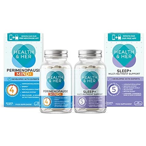 Health & Her Perimenopause Mind+ Tablets for Women - Day & Night Bundle - Support for Cognitive Function, Mental Energy & Wellbeing and Poor Sleep - 1 Month Supply (Bundle) Cover