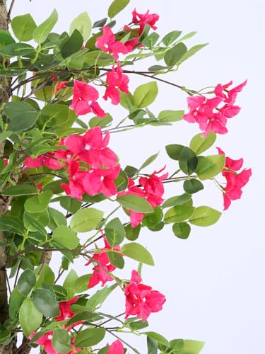 Image of ARICK DECOR 6.5Ft .Artificial Bougainvillea Flowers Tree in Pot, 6.5ft Realistic Faux Pink Silk Flower Plant, Peacock Shaped Extra Large Floor Decor for Home, Office & Balcony