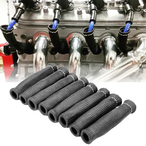 2500 Spark Plug Wire Heat Shield 8 PCS Spark Plug Heat Sleeve 6 Inches Spark Plug Wire Boots Protection Insulator Cover Wrap for LS1 / LS2 Sbc BBC 350 454 Car Truck Black