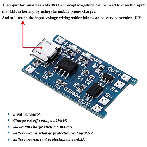 Super Debug (5 Pcs) TP4056 Miniature USB 5V 1A 18650 Lithium Battery Charging and Protection Module - Image 3