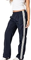 Fernvia Women's Y2K Parachute Pants: Wide Leg Baggy Jogger Sweatpants with Elastic Waist for Streetwear