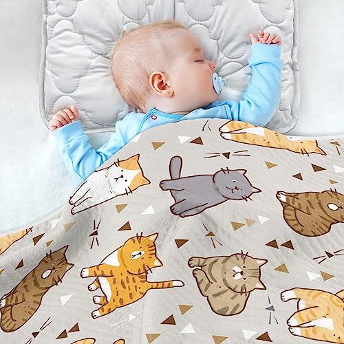 Image of vvfelixl Swaddle Blanket Cartoon Cat Cotton Blanket for Infants Receiving Blanket Lightweight Soft Swaddling Blanket for Crib, Stroller, Nursery Blankets, 30X40 in