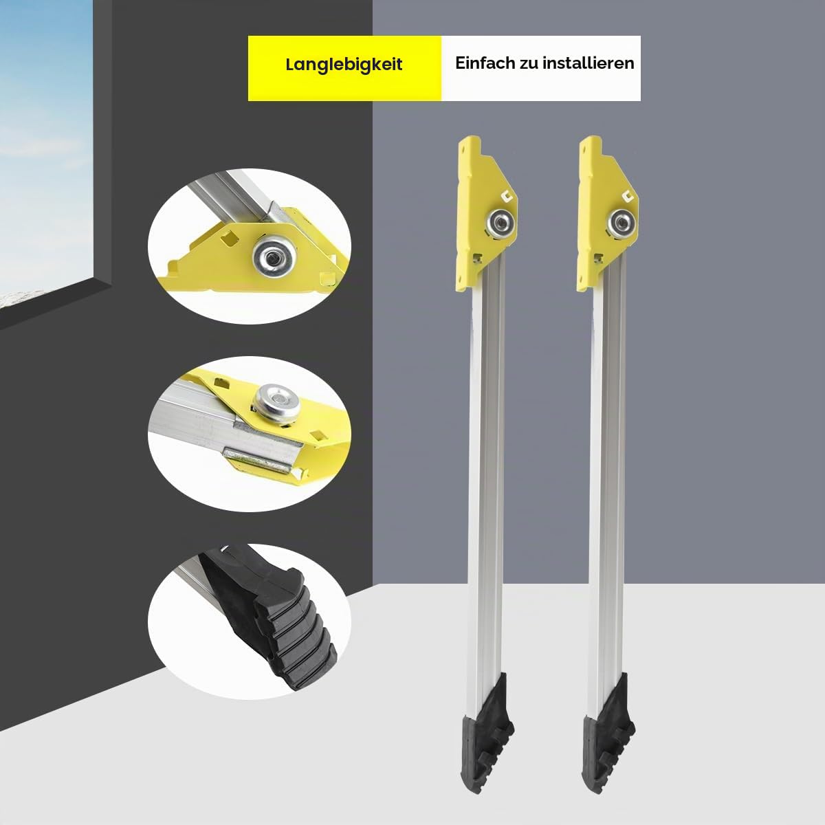 2 Stück Leiterfüße Rutschfeste Leiterbeinstabilisatoren Verstellbare Sicherheitsstützbeine Für Leitern Leiterverstärkung Stabilisato Ladung 200 Kg/440 LBS - Länge 630 mm