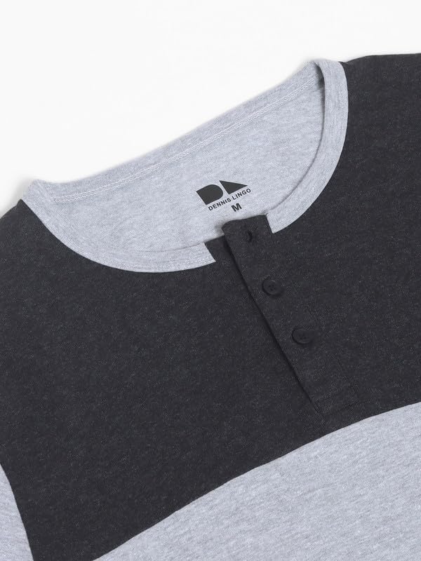 Image of Dennis Lingo Men's Cotton Henley Neck Tshirt, Regular Fit Long Sleeve