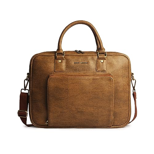 Image of Gauge Machine Professional Vegan Leather Messenger Briefcase Bag for Office |Fits upto 14 /15 / 16 inch Laptop |Separate Padded Laptop Compartment |Water Resistant |Men & Women |16L