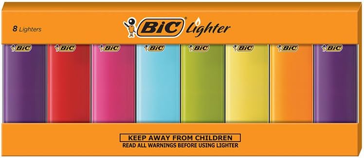 Classic Electronic Series Lighters, Assorted Colors, Set of 8 Lighters