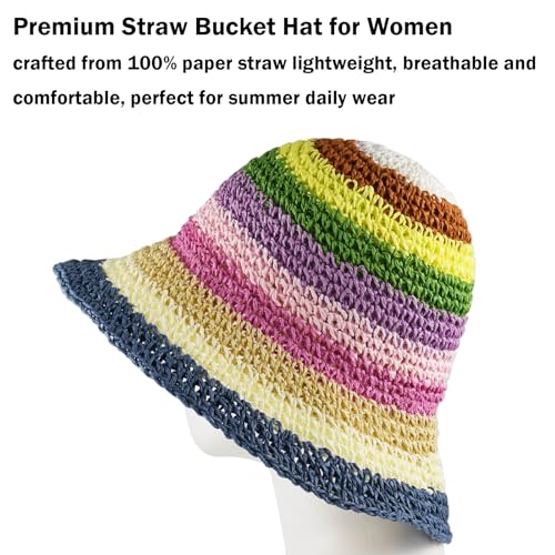 Sombrero tipo bucket de paja para mujer miniatura 4