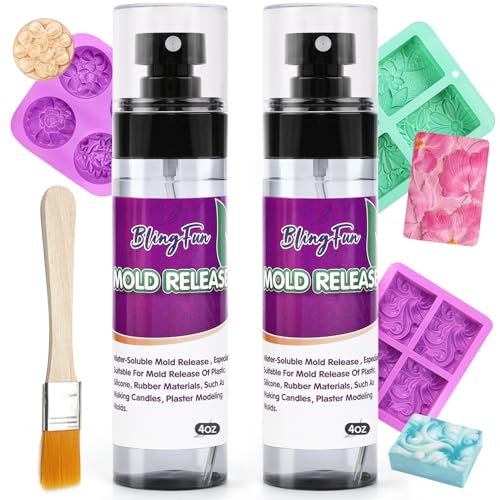 Blingfun Spray Desmoldeante para Velas y Epoxi - Cobertura Uniforme Secado Rápido Antiadherente, Desmoldeante Profesional a Base de Silicona, Fácil de Limpiar Prolonga la Vida del Molde
