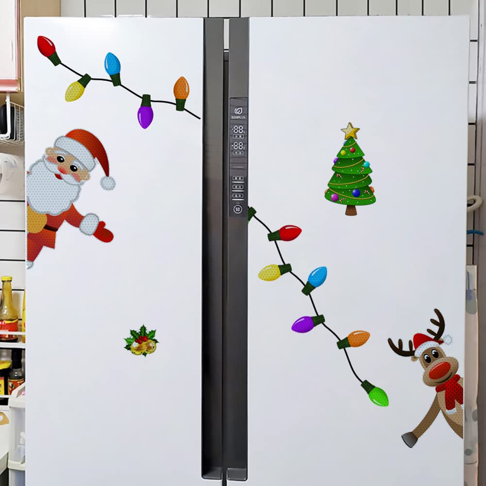 Set 20 Magnetini Natalizi Riflettenti Per Auto - Con Luci Colorate E Decorazioni Per Frigorifero