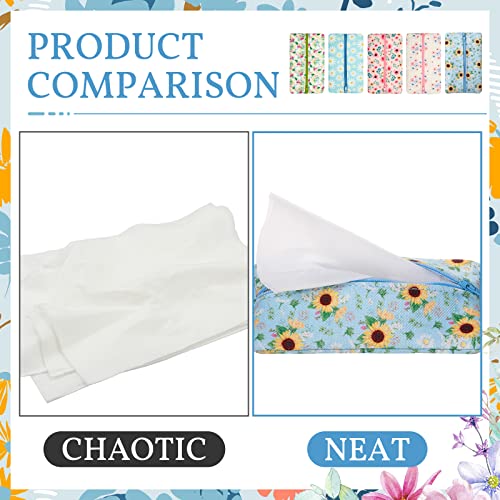 5 Pieces Tissues Purse Pocket Tissue Holder Reusable Travel Pouch Fabric Zipper Enclosed Small Size Daisy Pattern Holder for Purse Coins for Summer, 5.25 x 3 Inches (Summer Flower) by Sherr - Image 2