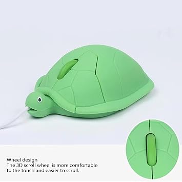 Turtle Shape USB Cord Optical Mouse Green for Laptop 1200DPI 3 Button 3.6 Fe with Gaming Mouse