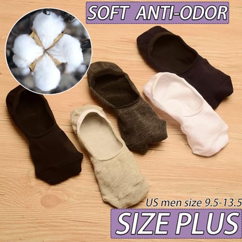 CHUNFO Mens No Show Socks Plus Size Cotton Invisible Loafers Short Sock Breathable Size 9.5-13.52