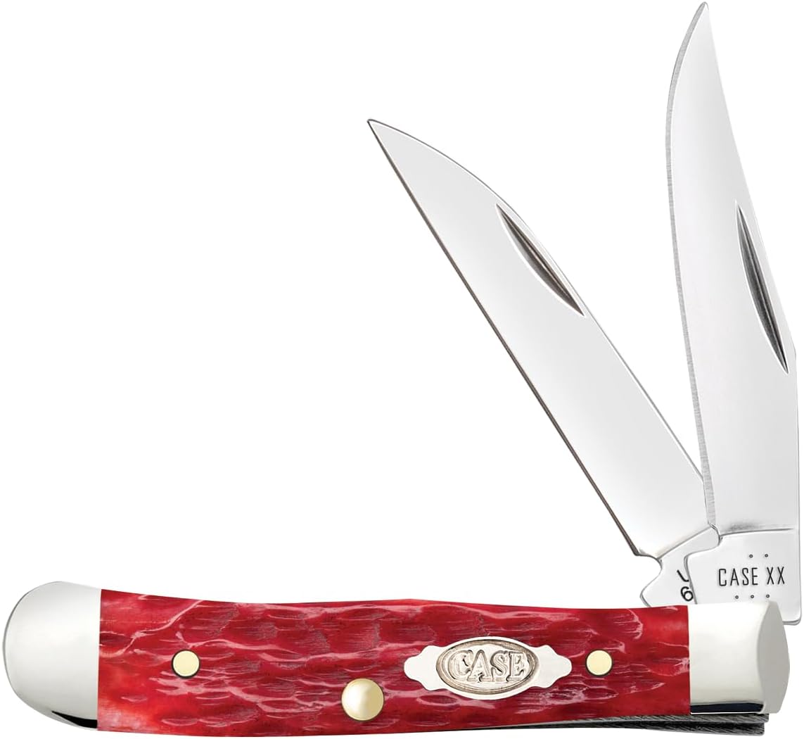Case XX Pocket Knife TINY TRAPPER - DARK RED BONE CS - PEACH SEED JIG Item #31944-62154W CS - Length Closed: 2 3/8Inches