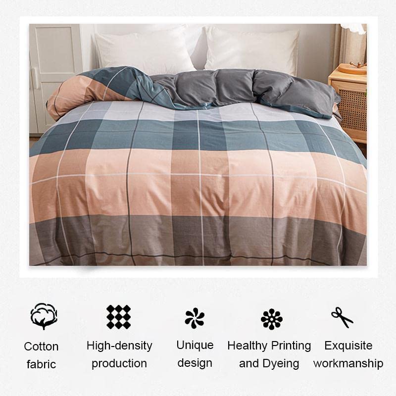 KYKHT Bettbezug 150x200cm - Kariertes Blumenmuster | Baumwolle Mit Reißverschluss