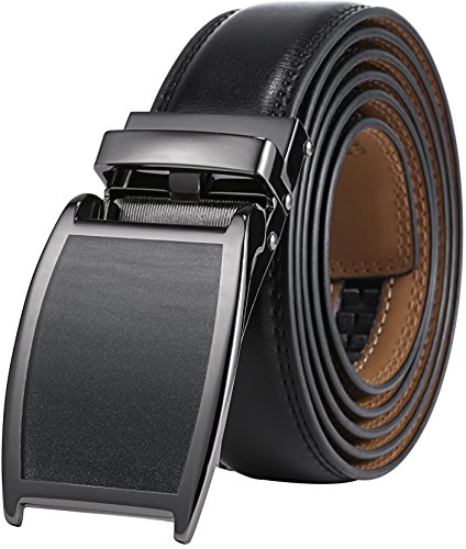 Image of Marino Avenue Ratchet Belt for Men. Adjustable Leather Dress Belt with 38 Easy to Click Into Place Ratchet Closures.