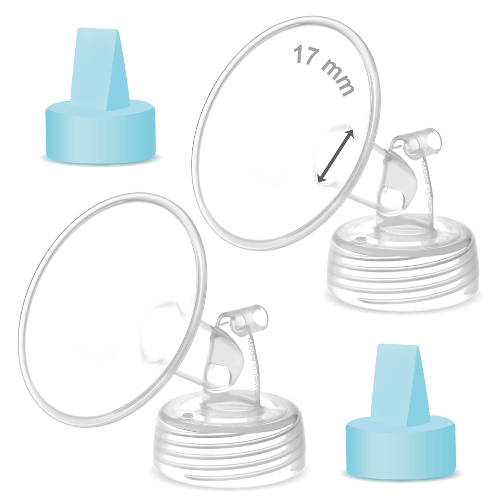 Maymom Pump Part Compatible with Spectra/Ameda Luna Pumps, Syngery Gold; Inc Wide Mouth Flange 17 mm Blue Valve; Not Original Spectra Flange; Replace Spectra S1 S2 Plus Shield, Pump Parts, Accessories 17mm Flange Valve