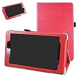 MAMA MOUTH vodafone Smart Tab Mini 7 / ALCATEL pixi 4 7 Funda, Slim PU Cuero con Soporte Funda Caso Case para 7" vodafone Smart Tab Mini 7 / ALCATEL pixi 4 7 Android Tablet 2016,Rojo