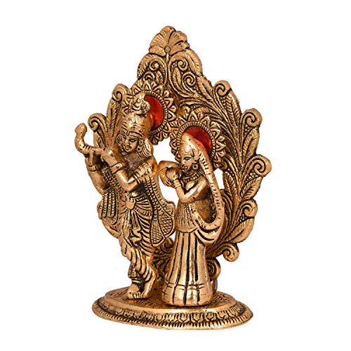 Image of Amazon Brand - Umi Gold Plated Metal Radha Krishna Statue - Radha Krishan Idol Showpiece Figurine for Home Office Temple Pooja Decor Gift (Set of 1)