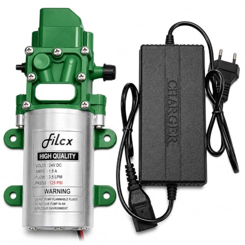 Image of Filox 12V DC High Pressure Water Pump 125 PSI | Automatic Cut-Off Diaphragm Pump Motor | Battery Sprayer Pump, Car Wash Pump, Agriculture Spray Pump, 12 Volt DC Water Motor