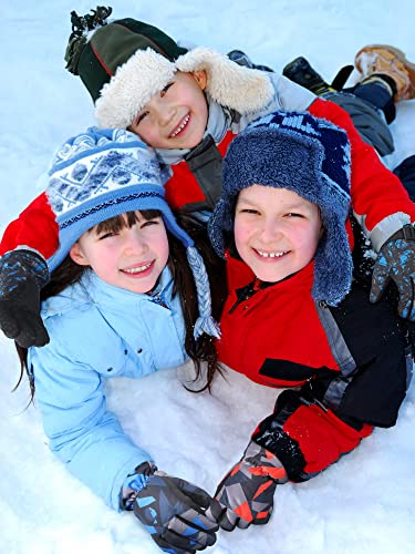 Bencailor 4 Pairs Unisex Kids Winter Gloves Waterproof Snow Ski Gloves Thicken Warm Sport Mittens For 8-15 Year Boys Girls Children Cold Weather Outdoor Hunting Snowboard thumb #4