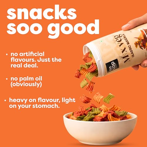 Image of NoCap Zero Guilt Healthy Chips | No Palm Oil, No Transfat & Cholesterol | Made with Real Veggies & Millets | Mad Tasty | Mix Veg Masala & Millet Jalapeno | 2 Packs (150g Each)
