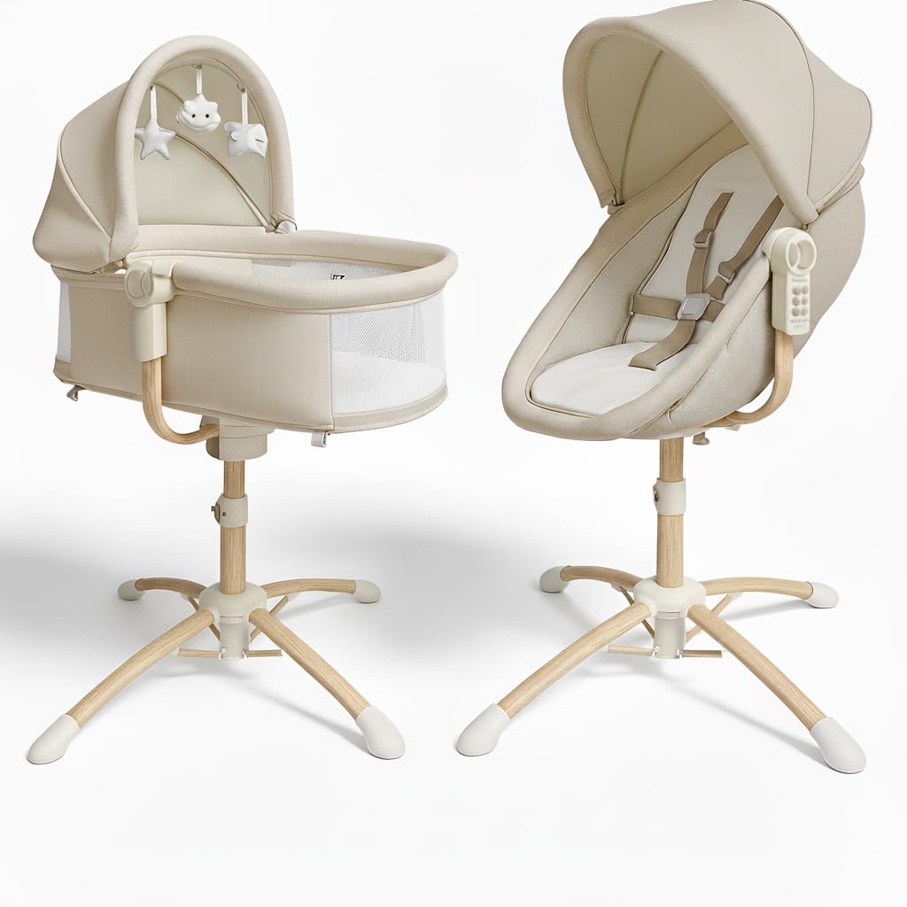 BEBE2LUXE Louna : Culla neonato multifunzionale 4 in 1 (DONDOLO ELETTRICO, SEGGIOLONE, SDRAIO)
