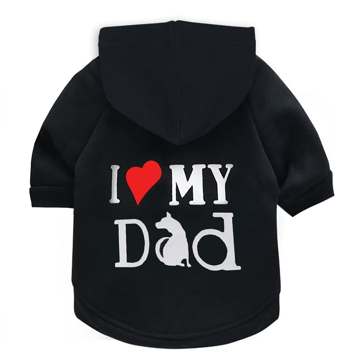Izefia Dog Hoodie Clothes I Love My Dad Fleece Sweater Winter Sweat Shirt Warm Cotton Hoodies for Small Dogs Cat Daddy Black S