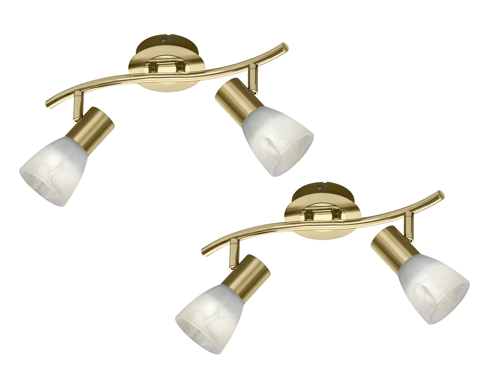 Trio Leuchten - Faretti da soffitto a 2 luci, in nichel opaco, con paralumi in vetro color alabastro, girevoli e orientabili