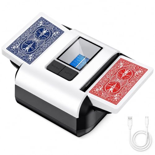 OUFUYU Automatic Card Shuffler 1-2 Decks with Dual Modes USB-C Rechargeable