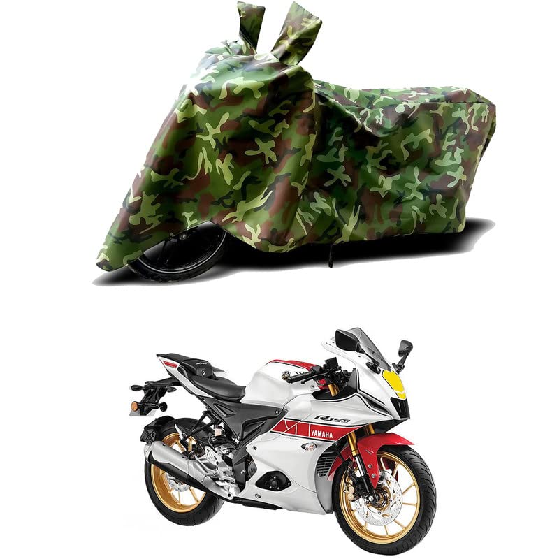 Image of 100% Water Resistant Bike Scooty Two Wheeler Body Cover Compatible for Yamaha R15 V4 M World /UV-Rays /Heat Protection /Birds Dropping /Scratchproof /Dust Proof /Waterproof /All Varient[Green MJ]
