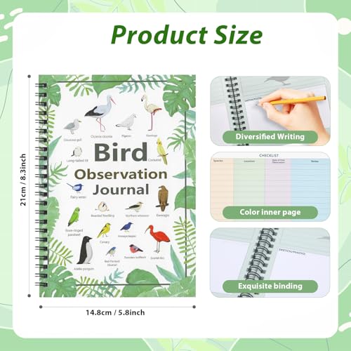 Journal d'oiseaux et carnet de notes de liste de contrôle des oiseaux 126 pages A5 - 2