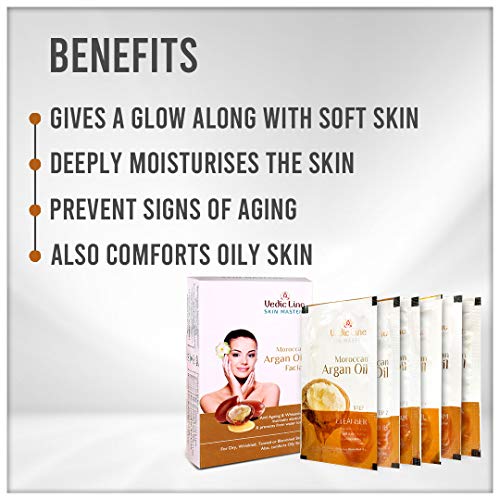 Image of Vedicline Skin Masters Moroccan Argan Oil Facial Kit, Wrinkles, Fine Lines & Dark Spots With Argan Oil, Sesame & Almond oil for Radiant Glow, Pack of 6, 312 ml