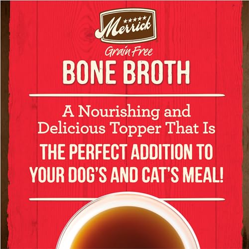 Image of Merrick Grain Free Beef Bone Broth Dog and Cat Food Topper, Premium Grain-Free Complement, 16 oz. Pouch