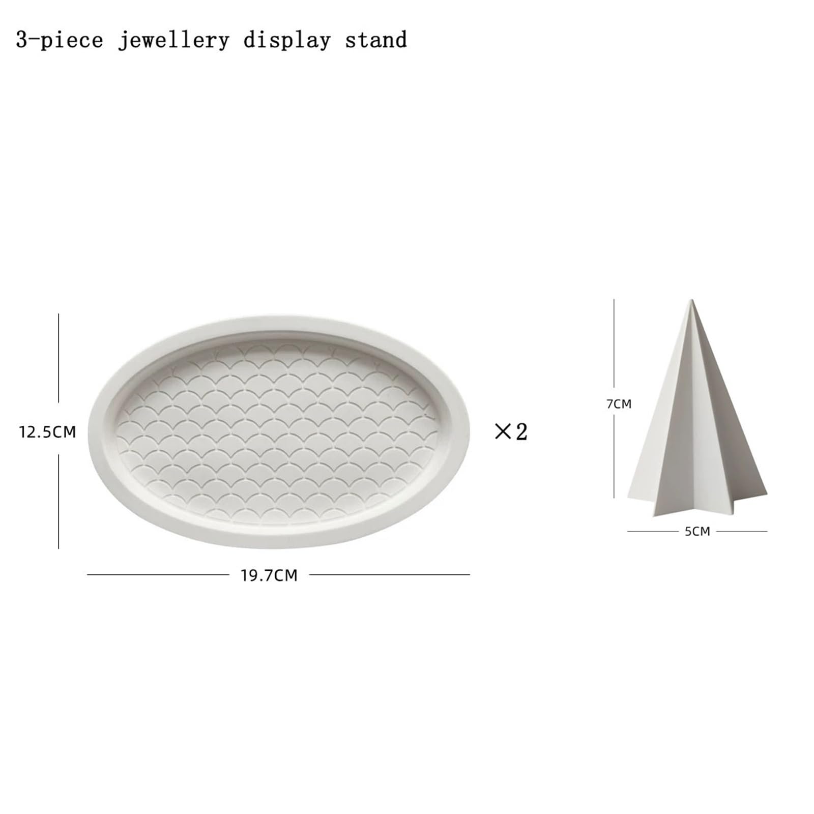Estetyka 3 Pack Fish Scale Texture Gypsum Jewelry Display Tray Set