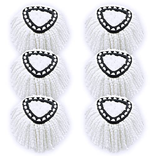 BBT BAMBOOST Mop Replacement Heads Fit for Microfiber Easywring Spin Mop Refill, Spin Mop Head Replacement, Easy Cleaning Mop Head Refill - 6 Pack